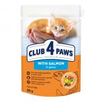 CLUB 4 PAWS Premium pro koťata s lososem v omáčkách 80 g (0706)