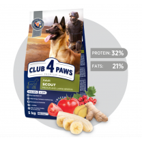 CLUB 4 PAWS Premium SCOUT. Pro aktivní a pracovní psy středních a velkých plemen 5 kg (3587)