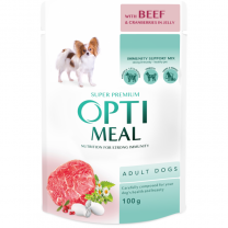 OPTIMEAL™. Superpremium pro dospělé psy s hovězím masem a brusinkami v želé 100 g (9626)
