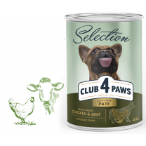 CLUB 4 PAWS Premium Selection - Jemná paštika s kuřecím a hovězím masem 400g (9466)