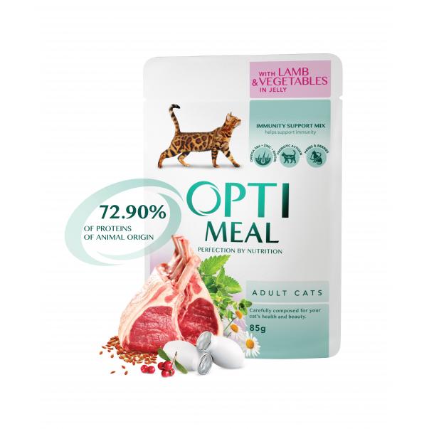 OPTIMEAL™ Superpremium kapsička pro kočky s jehněčím masem a zeleninou v želé 85 g (0540) - Kliknutím zobrazíte detail obrázku.