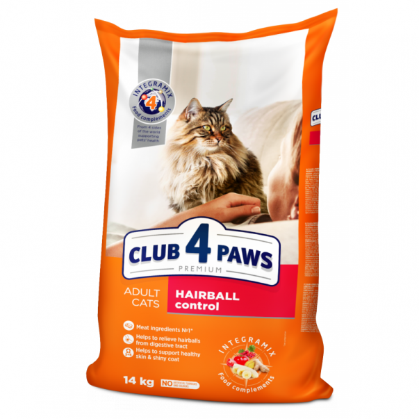 CLUB 4 PAWS Premium Hairball control. Pro dospělé kočky 14 kg (9337) - Kliknutím zobrazíte detail obrázku.
