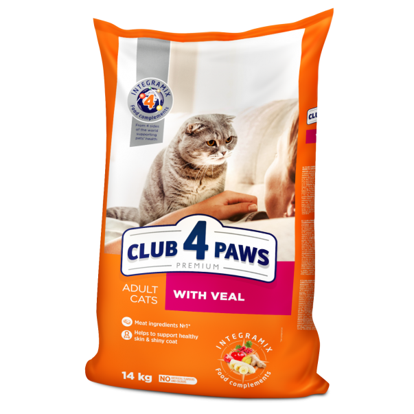 CLUB 4 PAWS Premium S telecím masem. Pro dospělé kočky Na váhu 100g (9207*) - Kliknutím zobrazíte detail obrázku.