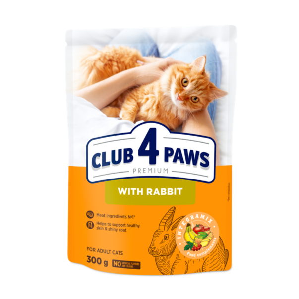 CLUB 4 PAWS Premium S králíkem. Pro dospělé kočky 300g (0202) - Kliknutím zobrazíte detail obrázku.