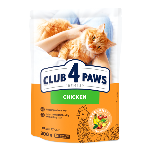 CLUB 4 PAWS Premium Kuře. Pro dospělé kočky 300g (9795) - Kliknutím zobrazíte detail obrázku.