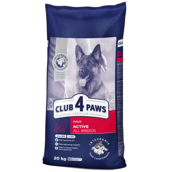 CLUB 4 PAWS Premium pro psy s vysokou aktivitou CLUB 4 PAWS Premium Active 20 kg (9818) - Kliknutím zobrazíte detail obrázku.