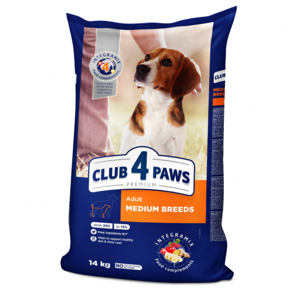 CLUB 4 PAWS Premium pro dospělé psy středních plemen 14 kg (9719) - Kliknutím zobrazíte detail obrázku.