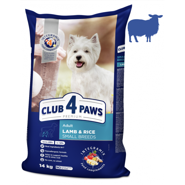 CLUB 4 PAWS Premium  pro dospělé psy malých plemen CLUB 4 PAWS Premium jehněčí příchuť 14 kg (9580) - Kliknutím zobrazíte detail obrázku.