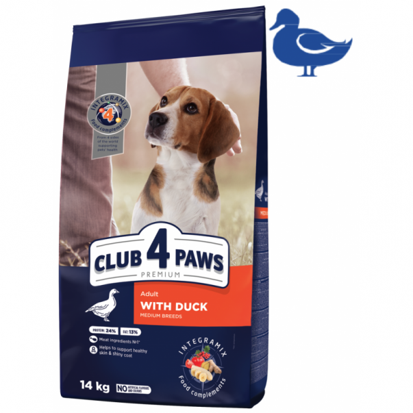 CLUB 4 PAWS Premium pro dospělé psy středních plemen s kachním masem Na váhu 100g (8971*) - Kliknutím zobrazíte detail obrázku.