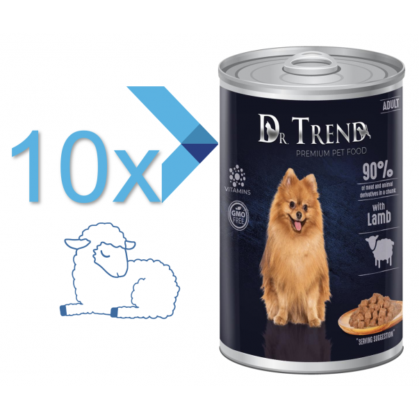 DR. TREND Premium konzerva s jehněčím masem v jemné omáčce pro dospělé psy 10 x 400g (1890*) - Kliknutím zobrazíte detail obrázku.