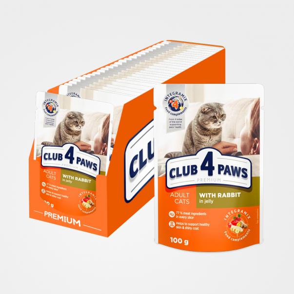 CLUB 4 PAWS Premium s králíkem v želé 24x100g (0558) - Kliknutím zobrazíte detail obrázku.