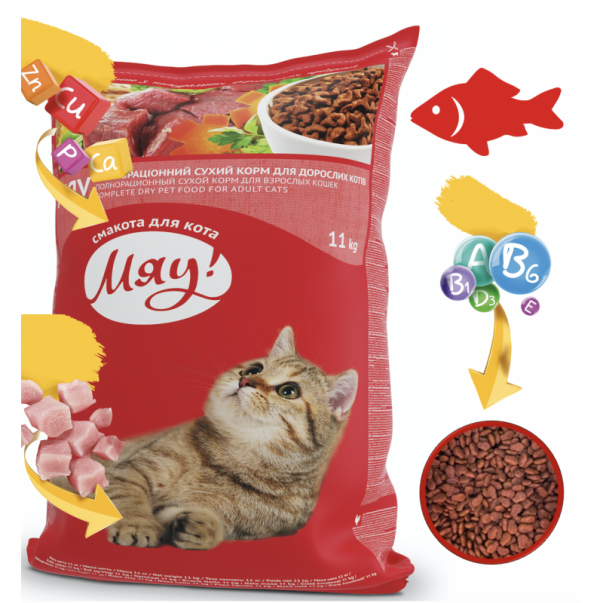 MIAU pro dospělé kočky s karasem 11kg (5246) - Kliknutím zobrazíte detail obrázku.