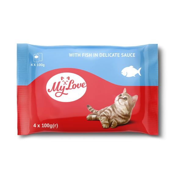 My Love kapsičky pro kočky s rybou v jemné omáčce 4x100 g (8636) - Kliknutím zobrazíte detail obrázku.