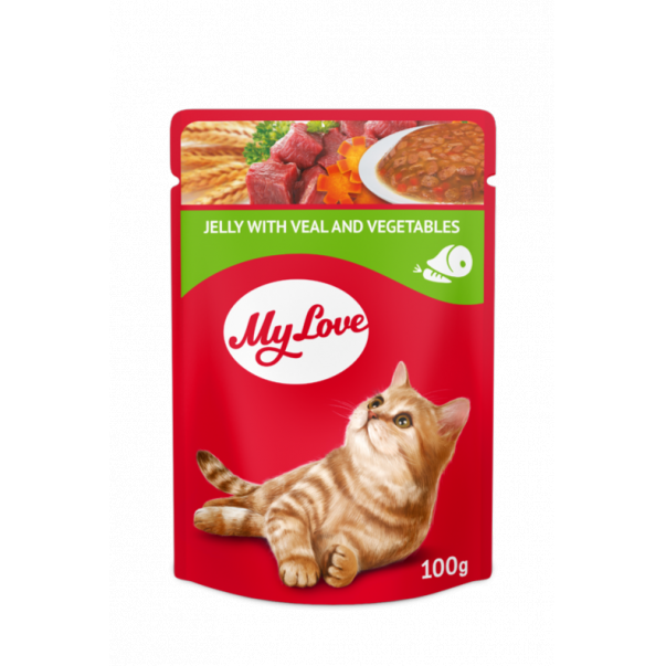 My Love kapsička pro kočky Želé s telecím masem a zeleninou 100 g (0908) - Kliknutím zobrazíte detail obrázku.