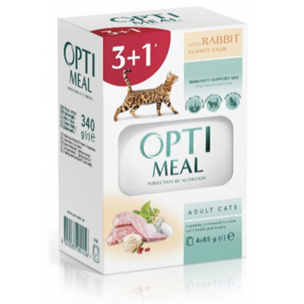 OPTIMEAL™ Superpremium SET 3+1 kapsička pro kočky s králíkem v bílé omáčce 4 x 85 g (0536**) - Kliknutím zobrazíte detail obrázku.