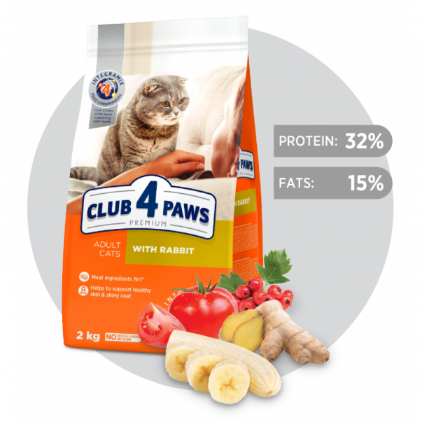 CLUB 4 PAWS Premium S králíkem. Pro dospělé kočky 2 kg (9177) - Kliknutím zobrazíte detail obrázku.