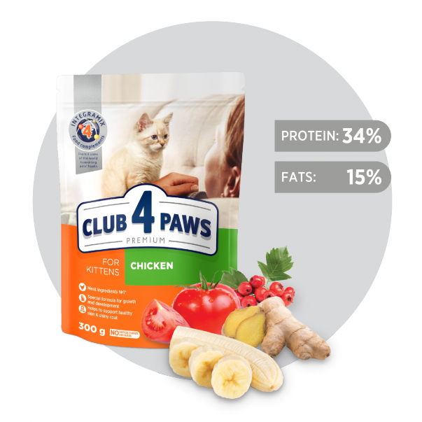 CLUB 4 PAWS Premium pro koťata "Kuře" 300 g (9092) - Kliknutím zobrazíte detail obrázku.