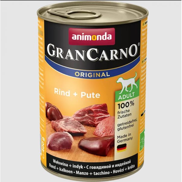 Animonda Gran Carno Fleisch Plus Adult hovězí & krůta 400g - Kliknutím zobrazíte detail obrázku.