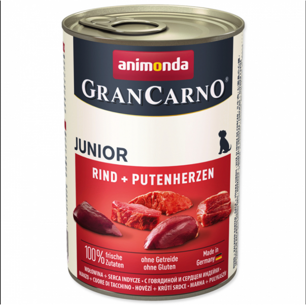 Animonda GranCarno Original Junior hovězí maso a krůtí srdce - 400g - Kliknutím zobrazíte detail obrázku.