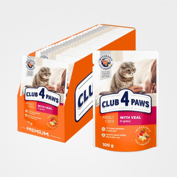 CLUB 4 PAWS Premium s tělovým masem v omáčkách 24x100g (0560*) - Kliknutím zobrazíte detail obrázku.