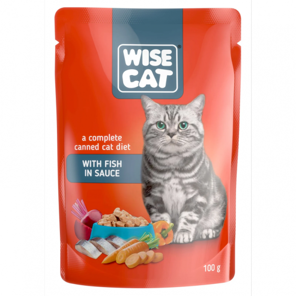 Wise Cat kapsičky pro kočky s rybou v jemné omačce 100 g (1074)  - Kliknutím zobrazíte detail obrázku.