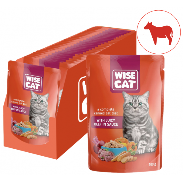 Wise Cat s šťavnatým hovězím masem 24x100 g (1098*) - Kliknutím zobrazíte detail obrázku.