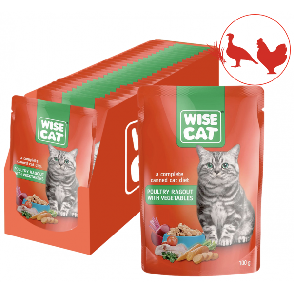 Wise Cat drůbeží ragu se zeleninou 24x100 g (1081*) - Kliknutím zobrazíte detail obrázku.