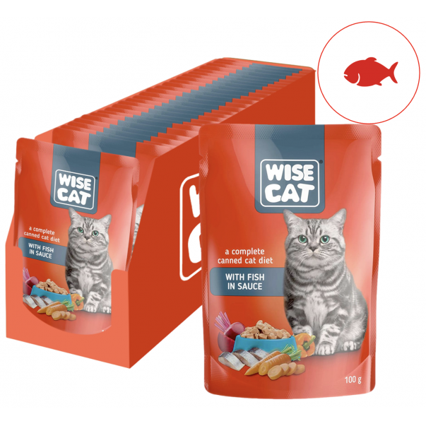 Wise Cat kapsičky pro kočky s rybou v jemné omačce 24x100 g (1074*)  - Kliknutím zobrazíte detail obrázku.