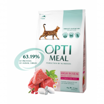 Granule pro kočky pro všechna plemena OPTIMEAL telecí příchuť 4 kg