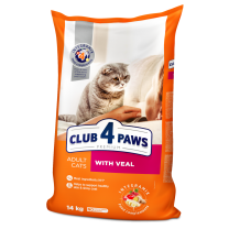 CLUB 4 PAWS Premium S telecím masem. Pro dospělé kočky Na váhu 100g (9207*)