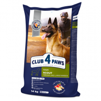 CLUB 4 PAWS Premium SCOUT. Pro aktivní a pracovní psy středních a velkých plemen 14 kg (2917)
