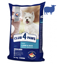 CLUB 4 PAWS Premium  pro dospělé psy malých plemen CLUB 4 PAWS Premium jehněčí příchuť 14 kg (9580)