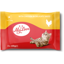 My Love kapsičky pro kočky s kuřecím masem v jemné omáčce 4x100 g (8629)