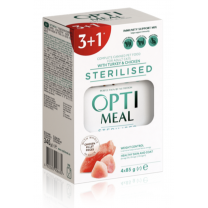 OPTIMEAL™ SET (3+1) pro sterilizované kočky s krůtím a kuřecím filé v omáčce 4 x 85 g (0539**)