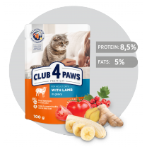 Kapsička pro kočky CLUB 4 PAWS Premium S jehněčím masem v omáčkách 100 g