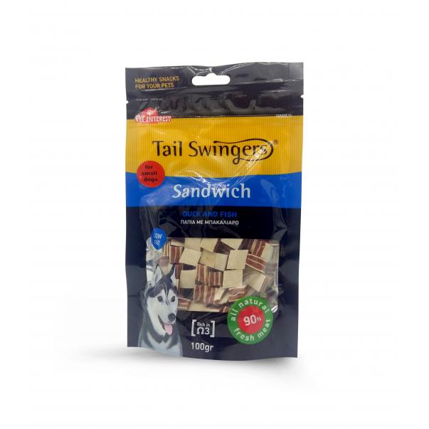 Tails Swingers - Mini sendviče s kačicou a rybou pre male plemena 100g (1424) - Kliknutím zobrazíte detail obrázku.
