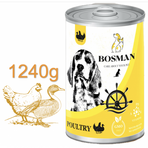 BOSMAN kompletní krmivo pro dospělé psy s drůbeží 1240g (0388) - Kliknutím zobrazíte detail obrázku.