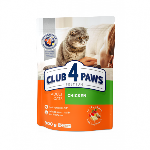 CLUB 4 PAWS Premium "Kuře". Pro dospělé kočky 900g (9122) - Kliknutím zobrazíte detail obrázku.