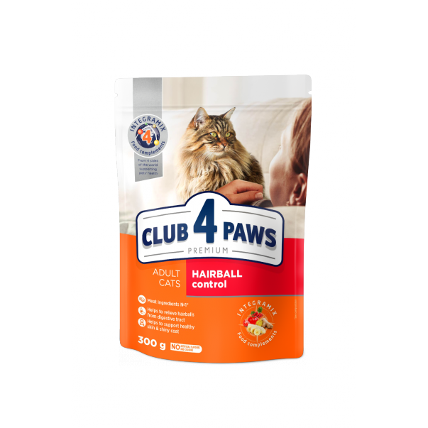 CLUB 4 PAWS Premium Hairball control. Pro dospělé kočky 300g (9306) - Kliknutím zobrazíte detail obrázku.