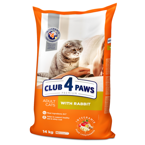 CLUB 4 PAWS Premium S králíkem. Pro dospělé kočky Na váhu 100g (9153*) - Kliknutím zobrazíte detail obrázku.