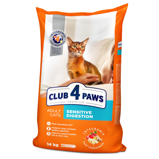 CLUB 4 PAWS Premium Sensitive digestion. Pro dospělé kočky ~ 100 g (9399) - Kliknutím zobrazíte detail obrázku.