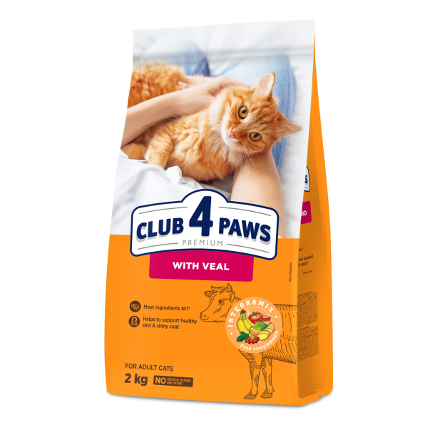 CLUB 4 PAWS Premium S telecím masem. Pro dospělé kočky 2KGg (0189) - Kliknutím zobrazíte detail obrázku.