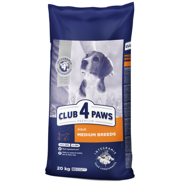 CLUB 4 PAWS Premium pro dospělé psy středních plemen CLUB 4 PAWS Premium 20 kg (9801) - Kliknutím zobrazíte detail obrázku.
