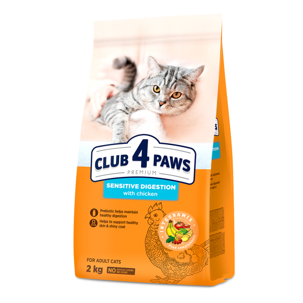 CLUB 4 PAWS Premium Sensitive digestion. Pro dospělé kočky 2 kg (8773) - Kliknutím zobrazíte detail obrázku.