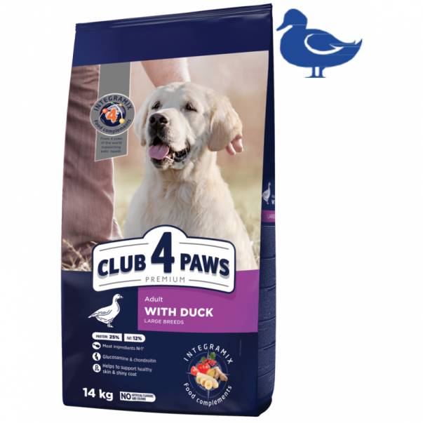 CLUB 4 PAWS Premium pro dospělé psy velkých plemen s kachním masem Na váhu 100g (8957) - Kliknutím zobrazíte detail obrázku.