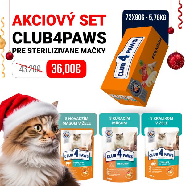 CLUB 4 PAWS Premium Akciovy set pro sterilizovane kočky 72x80g - Kliknutím zobrazíte detail obrázku.
