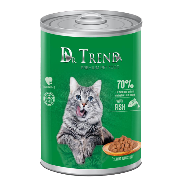 DR. TREND Konzerva s rybami v jemné omáčce pro dospělé kočky. 400 g (2569) - Kliknutím zobrazíte detail obrázku.