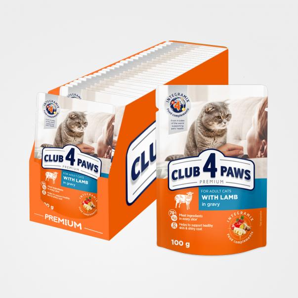 CLUB 4 PAWS Premium s JEHNĚČÍM masem v omáčce 24x100g (0702*) - Kliknutím zobrazíte detail obrázku.