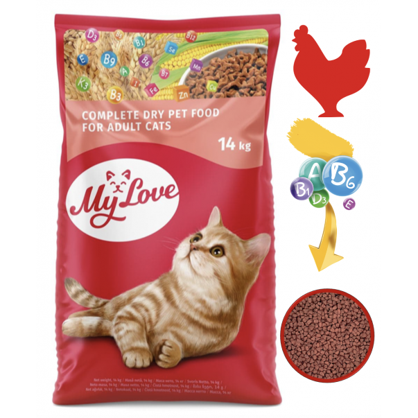 MY LOVE  pro dospělé kočky s kuřecím masem 14kg (8353) - Kliknutím zobrazíte detail obrázku.