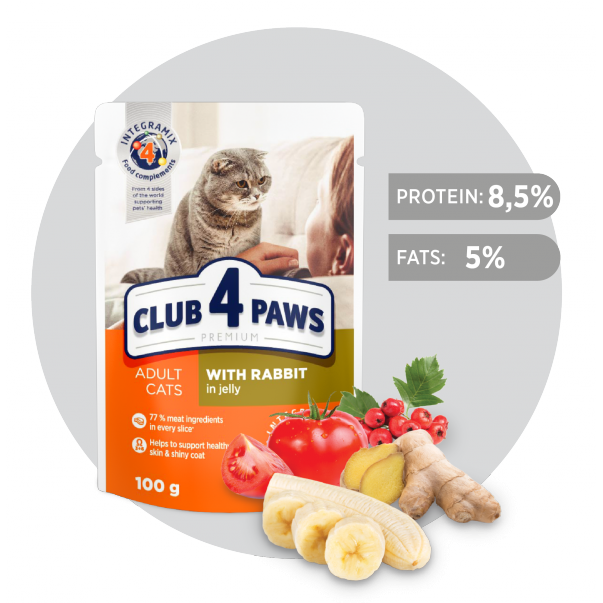 CLUB 4 PAWS Premium S králíkem v želé 100 g (0558) - Kliknutím zobrazíte detail obrázku.